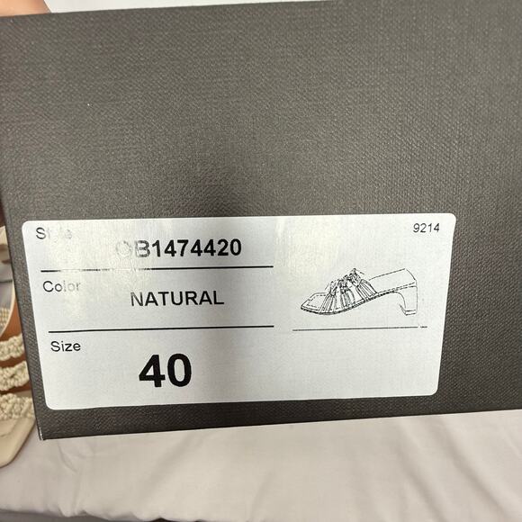 Angel Alarcon Anthropologie Natural Woven Sandals Size 40 EU Mules Kitten Heels - Picture 6 of 7